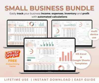 Small Business Bundle | Income, Expense & Profit Tracker