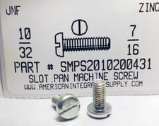 #10-32x7/16 Pan Head Slotted Machine Screws Steel Zinc Plated (100)