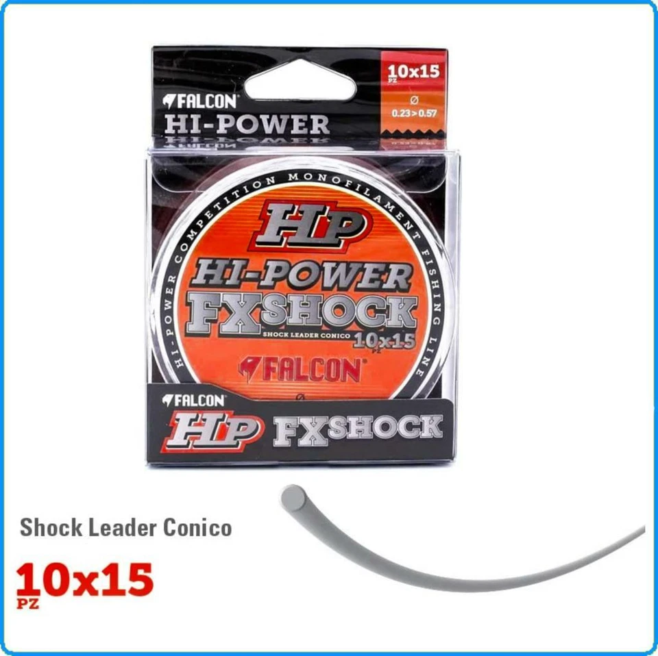 Filo shock leader conico Falcon hi power fx shock 10x15m 0.20 0.50mm surfcasting - Immagine 2 di 2