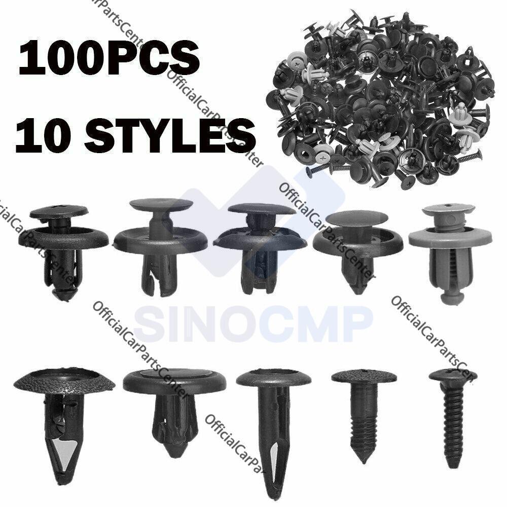 100X Trunk Screw Rivets Set Car Bumper Fender Fits Auto Plastic Fastener Clips
