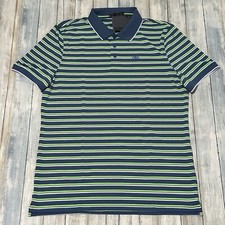 G/FORE Men's Golf Perforated Multi Stripe Tech Polo Shirt Blue Size Medium