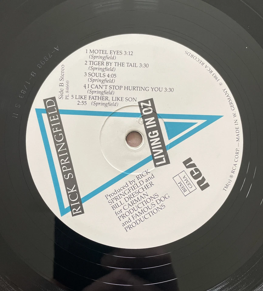 Rick Springfield ‎– Living In Oz [12'' VINYL LP]  VG+ / EX CONDITION - Image 4 of 4