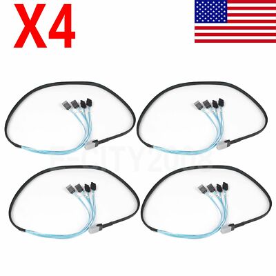 4Pcs Mini SAS to 4x SATA cable SFF-8087 1M Mini SAS RAID Cable For LSI Adaptec