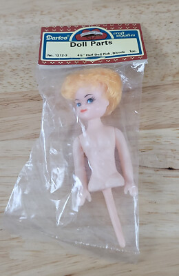 Darice Doll Parts 4.5'' HALF DOLL PICK #1212-3 Hair: Blond Eyes: Blue NOS