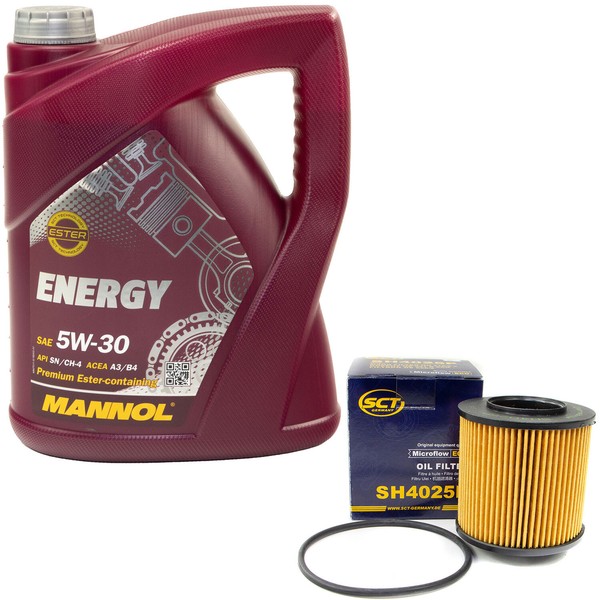 MotoröL Set 5W-30 5 Liter + ÖLfilter SH 4025 P FüR Audi Seat Skoda VW Polo 1.4-image