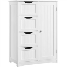 Bathroom Floor Cabinet Freestanding Storage Cabinet w/ 4 Drawers and Single Door