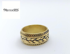 anello uomo corona alloro  imperatore romano fascia gladiatore acciaio dorato