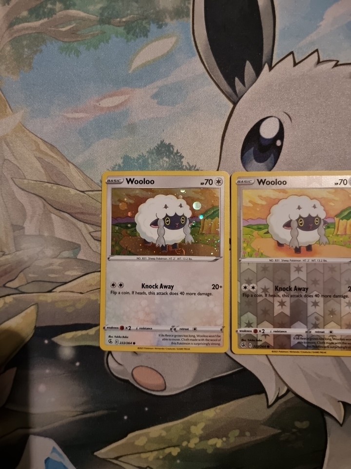 Pokemon 222/264 wooloo cosmos holo & dubwool reverse Fusion Strike