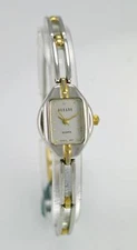 Decade Womens Watch Silver Gold Stainless Steel Water Resist Batt White Quartz