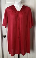 Vassarette Nylon Semi-Sheer Nightgown Womens XL Button Front Peignoir Robe USA
