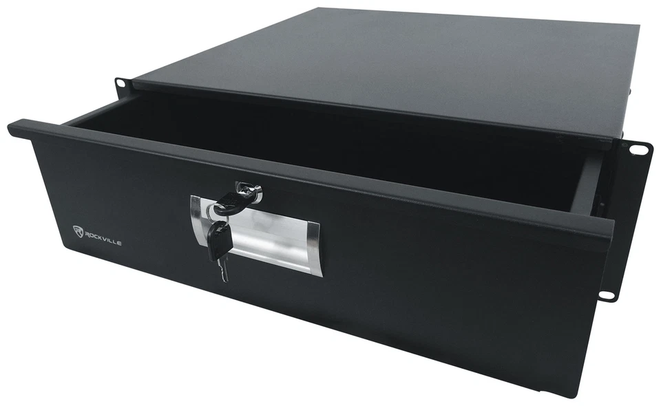 Rockville RDR3U 3U 19" Rack Mount DJ Drawer with Key + Screws + Tight Railings