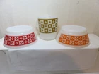 2 Vtg  Fire King tic tac toe milk glass cereal bowls and 1 coffee mug