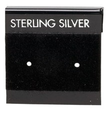 Earring Card, 100 Display Cards Black Flocked 1" Square with STERLING SILVER