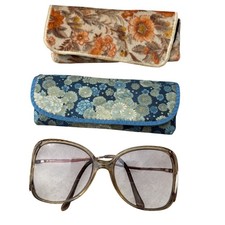 Vintage MCM Eyeglasses Gold Tone Frame Glasses Grannycore Oversize Pink w Cases