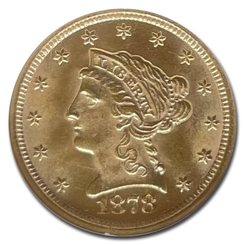 1878 $2.50 Liberty Gold Quarter Eagle MS-64 NGC - Picture 2 of 3