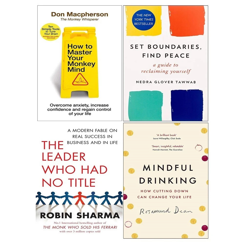 Set Boundaries FinPeace,Mindful Drinking,Leader Who Had,Your Monkey Mind 4 Books