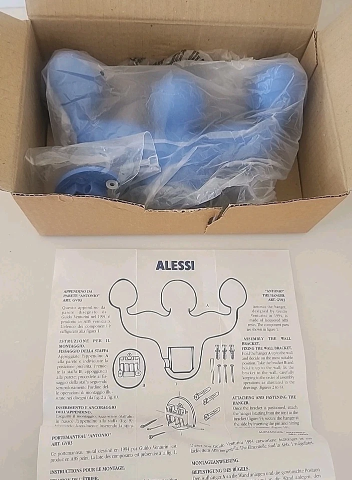 ALESSI ANTONIO стены крюк синий GV03 AZ современного искусства дизайн новый в коробке - Изображение 3 из 4