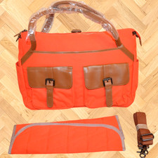 NEW £60 ORANGE AND TAN LUXURY CHANING BABY PRAM BAG + MAT ICANDY BUGABOO M&P