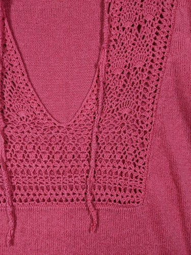 J. Jill Knit Tunic Top Womens Small Coral Pink Lounge Beachy Boho Sheer Linen - Picture 10 of 13