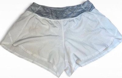 Zelos Women s White/Gray Athletic Shorts M Elastic Waist Blended Fabric