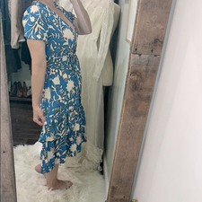 Knox Rose Blue and White tiered Wrap Midi Dress size xsmall