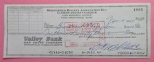 Eddie Shore Signed Check - Bruins Hockey HOF