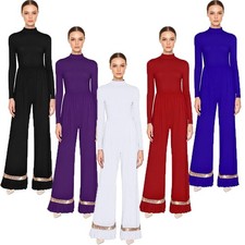 Womens Dancewear Competitions Jumpsuit Mesh Rompers Daily Wear Praise Dance