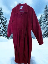 Scandia Woods Burgundy Button-Up Pin-whale Corduroy Midi Shirt Dress - Size 22