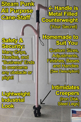 Quad Walking Staff Safety Cane Self Standing 2 Handle Stair Climbing Defense