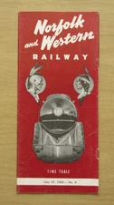N&W NORFOLK & WESTERN Public Timetable: 6/27/54 System