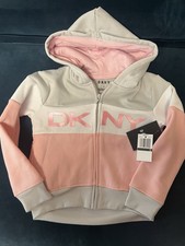 DKNY Girls Sport Hoodie Pink, White  Grey Sz.5 New with Tags