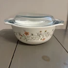 Vintage Pyrex England Emily Casserole dish Spring Garden pattern 1 Qt Lid