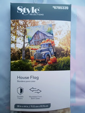 Style Selections House Flag 28" x 44" Hello fall pumpkins blue  Truck NEW NIP