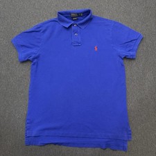 Ralph Lauren Custom Fit Stretch Mesh Polo Shirt Men Medium Blue Preppy Pony