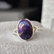 Kingman Purple Mojave Turquoise Solid 925 Sterling Silver Ring 6