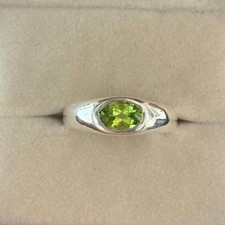 Peridot Oval Ring Bezel Peridot Ring in 925 sterling silver Ring Chrush Gift