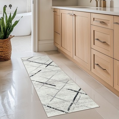 2x5 Runner Rug Washable Moroccan Geometric Rug Non-Slip Soft Accent Carpet Grey