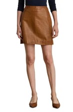 Lauren Ralph Lauren Croc-Embossed Lambskin Pencil Skirt Brown Size 10 0717