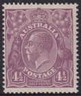 AUSTRALIA KGV - 1927 SM Wmk 4½d VIOLET  SG 92 MNH Cv $125 [F7493]
