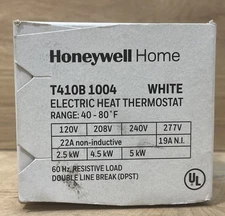 Honeywell 1 Heat Electric Thermostat Off Switch White 40° To 80° 60Hz T410B 1004