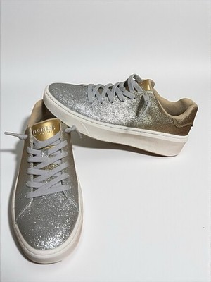 SKECHERS Street Court Break Enchanted Glitz Silver/Gold Ombré Women's Sz US 9