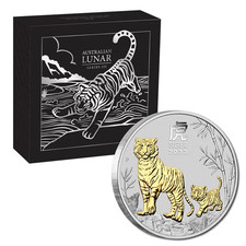 2022 Lunar Year of the Tiger 1oz Gold Gilded Silver Coin - Perth Mint
