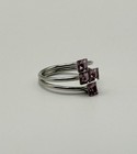 Pink Square Crystal Geometric Ring | Silver Tone Stacked Design Statement Jewell