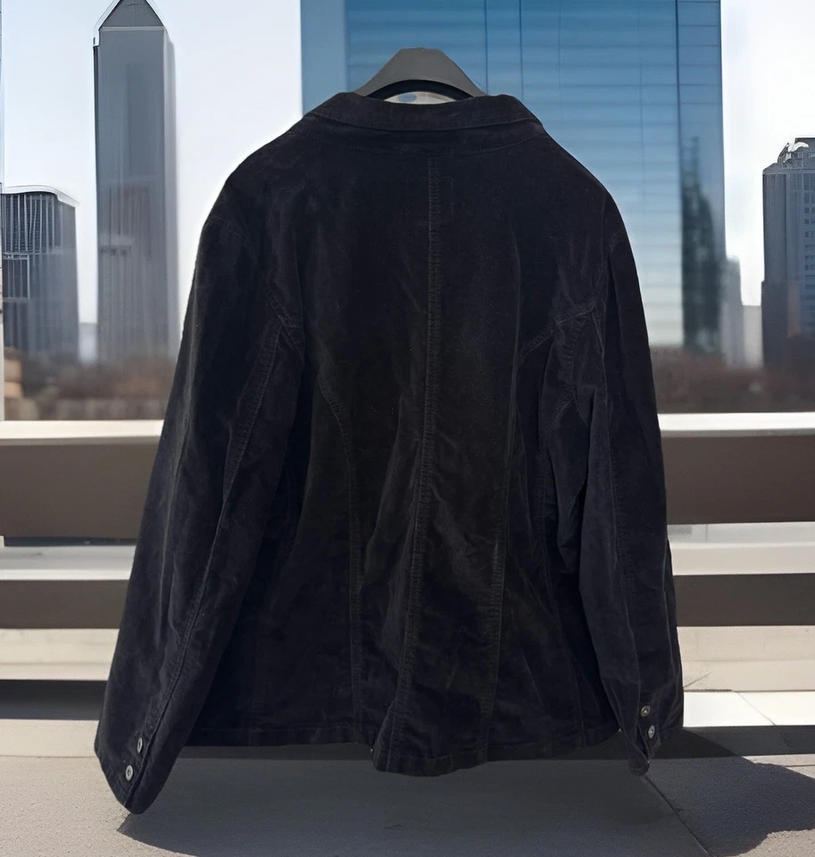 Chaqueta Blazer De Colección Años 80 Mujeres 2X Gloria Vanderbilt Elastizada Negra Terciopelo Grannycore Foto 2 de 4