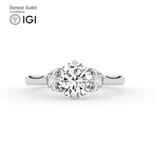Round Diamond Trilogy Ring Platinum Labgrown 1.95 Ct Solitaire