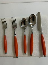 Vintage Fiesta Coral MEDITTERANEAN Style 5 Piece Stainless Flatware Set
