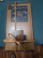 The Bombay Company Glass Beaded Trinket Box And Photo Frame NIB Blue Peacock