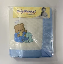 VTG  Baby Blanket Cuddle Time Satin Binding New 36x45