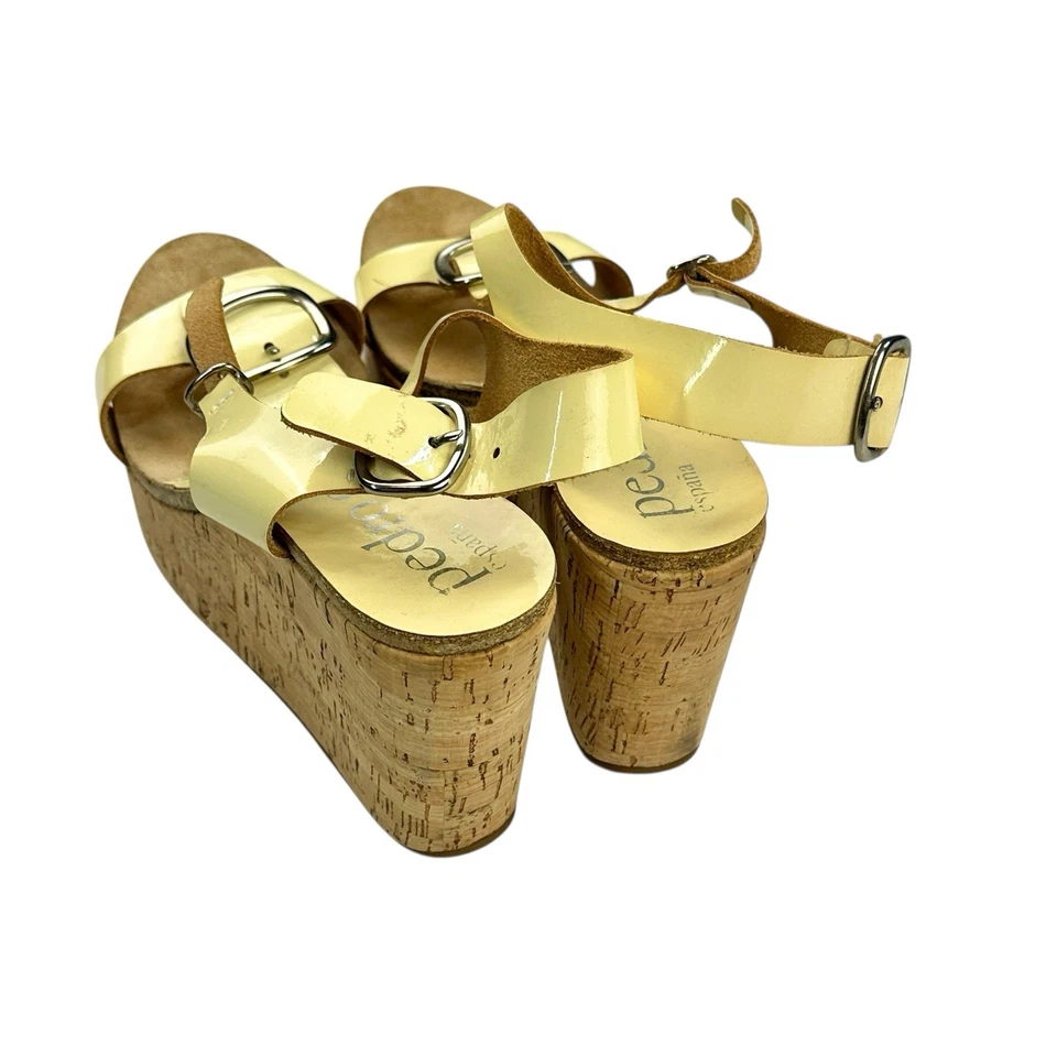 PEDRO GARCIA Ivory Patent Leather Cork Platform Buckle Sandals Women's 39.5/ 9 - Image 4 of 4