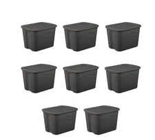 Sterilite 18 Gallon Plastic Storage Bin Gray, 8 Count